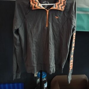 PINK Victoria's Secret Gray and Orange Zip Up Top